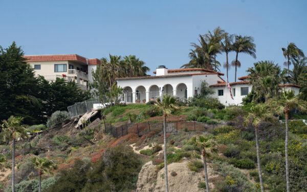 Damage is shown after a landslide next to Casa Romantica in San Clemente, Calif., on April 28, 2023. (John Fredricks/The Epoch Times)