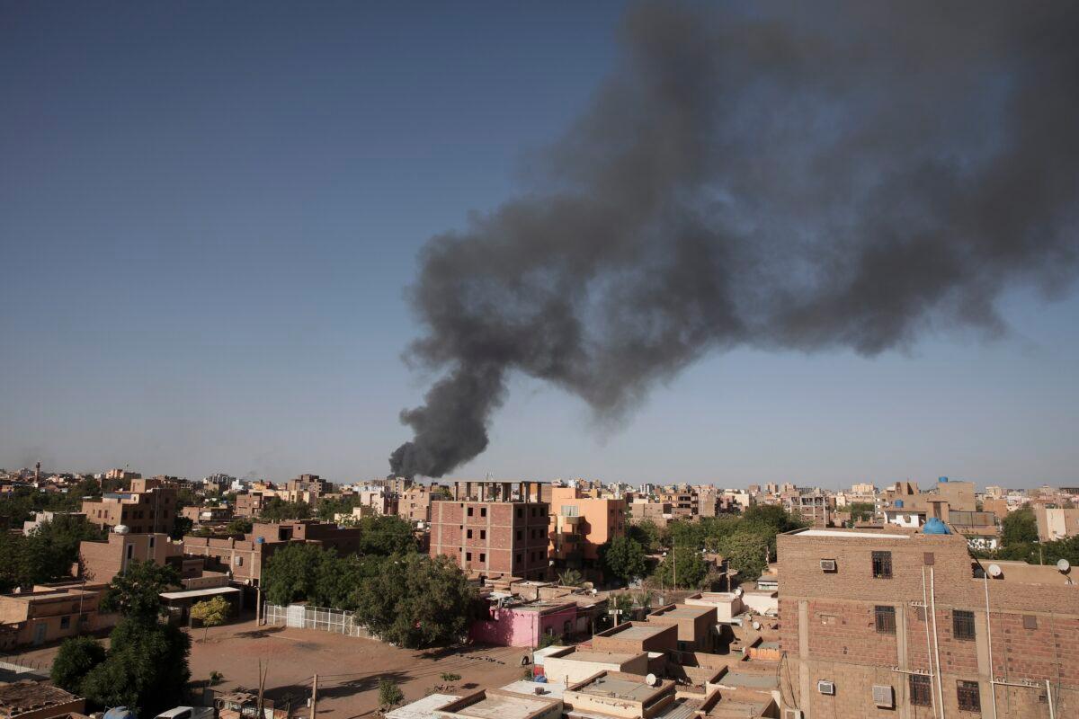 Smoke is seen in Khartoum, Sudan, on April 19, 2023. (Marwan Ali/AP Photo)