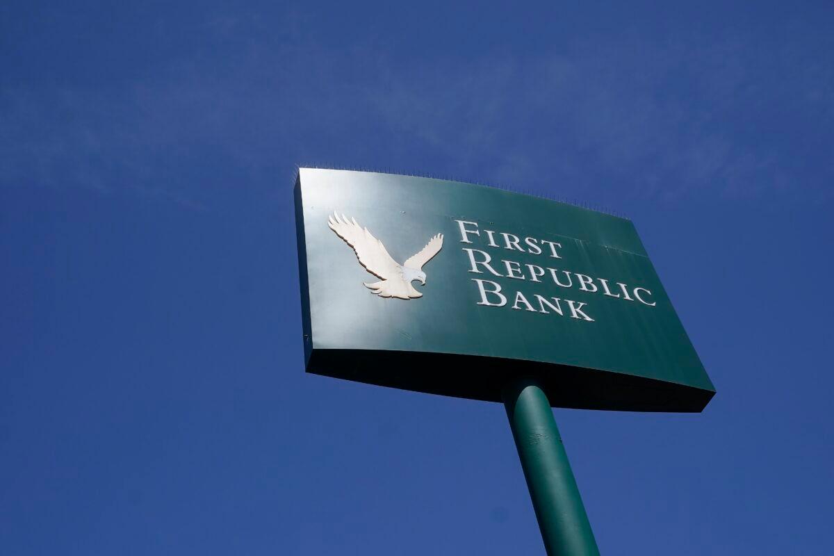 A sign for a First Republic Bank location is shown in San Francisco on April 25, 2023. (AP Photo/Jeff Chiu, File)