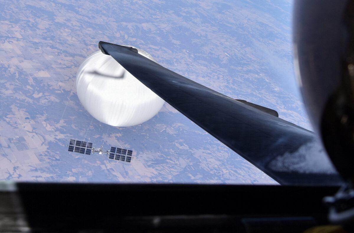 A U.S. Air Force U-2 pilot looks down at the suspected Chinese surveillance balloon as it hovers over the central continental United States on Feb. 3, 2023 before later being shot down by the Air Force off the coast of South Carolina, in this photo released by the U.S. Air Force through the Defense Department on Feb. 22, 2023. (U.S. Air Force/Department of Defense/Handout via Reuters)