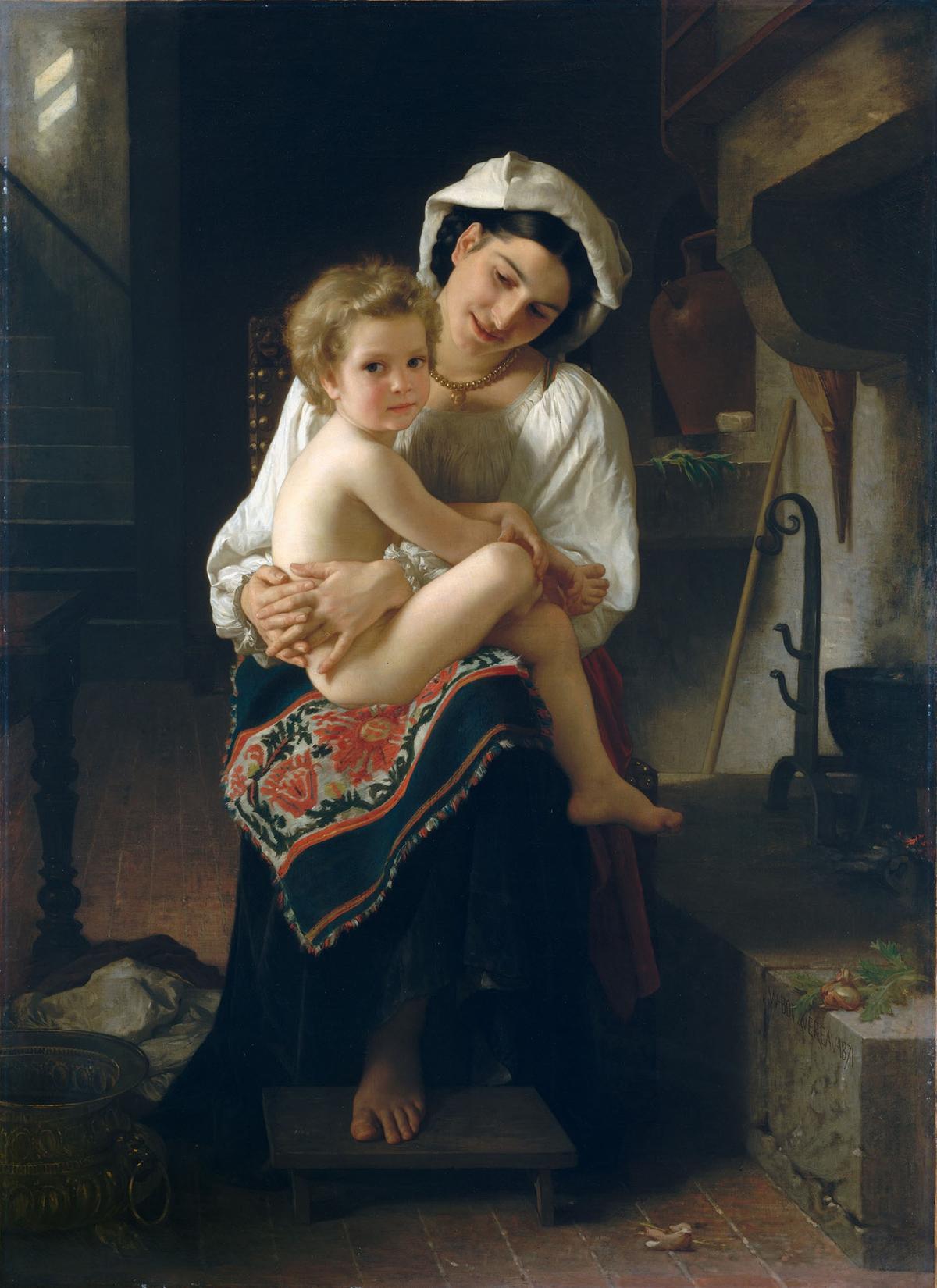 "Young Mother Gazing at Her Child," 1871, by William Adolphe Bouguereau. Oil on canvas. Metropolitan Museum of Art, New York City. (Public Domain)