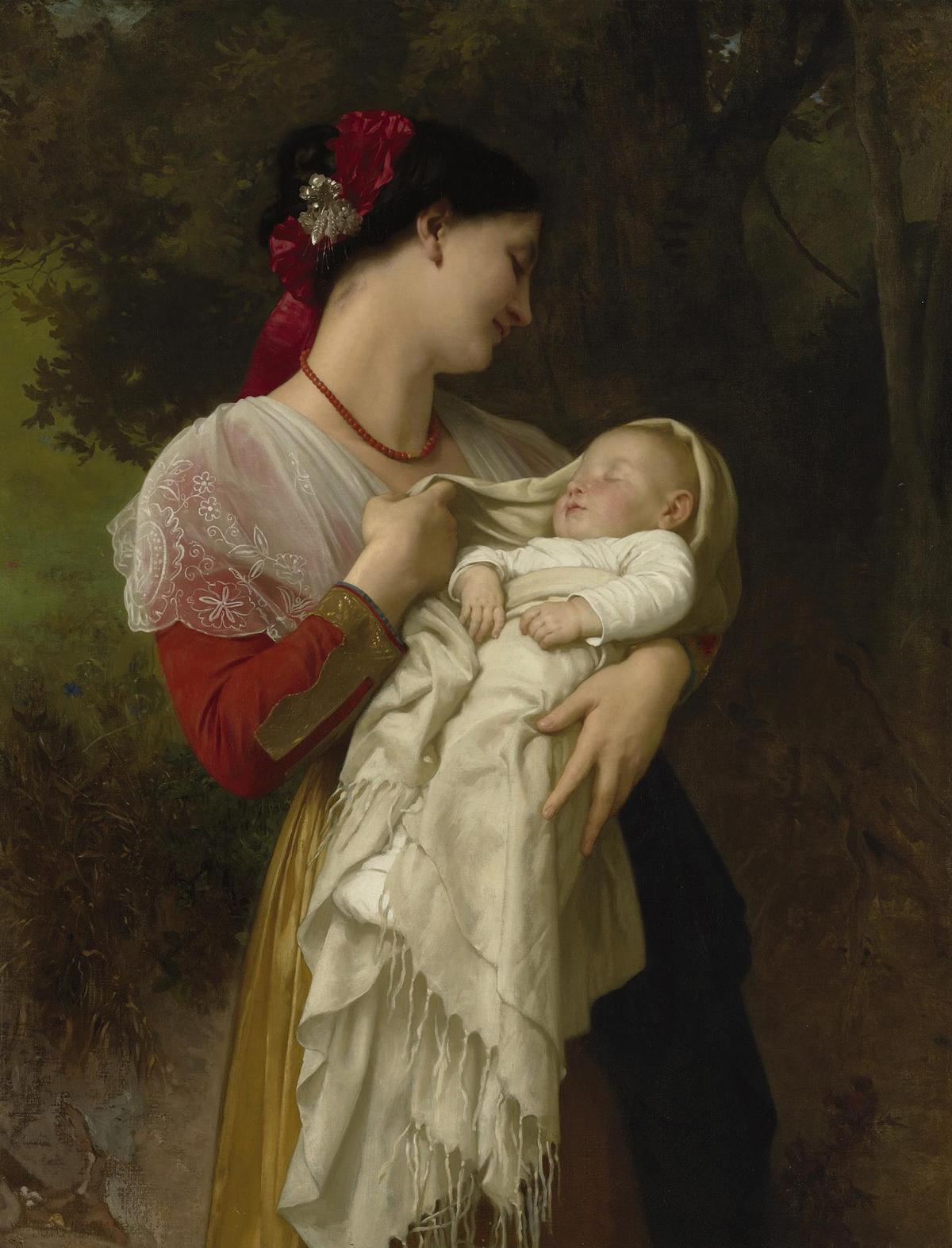 "Maternal Admiration," 1869, by William Adolphe Bouguereau. Oil on canvas. Private collection. (Public Domain)