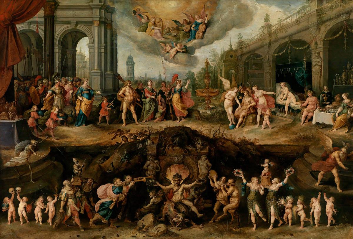"Mankind's Eternal Dilemma—The Choice Between Virtue And Vice," 1633, by Frans Francken the Younger. Oil on panel. Museum of Fine Arts Boston. (Public Domain)