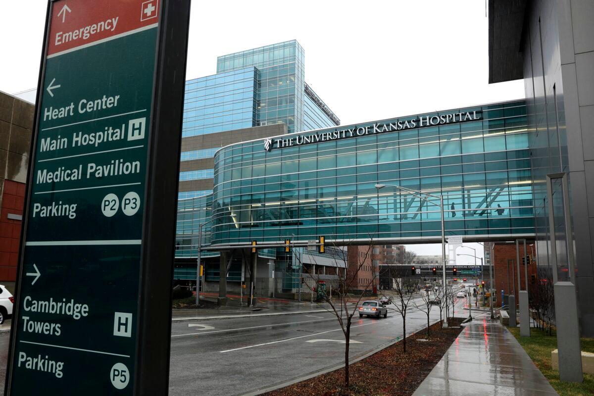 Buildings at the University of Kansas Hospital in Kansas City, Kan., on March 9, 2020. (Charlie Riedel/AP Photo)