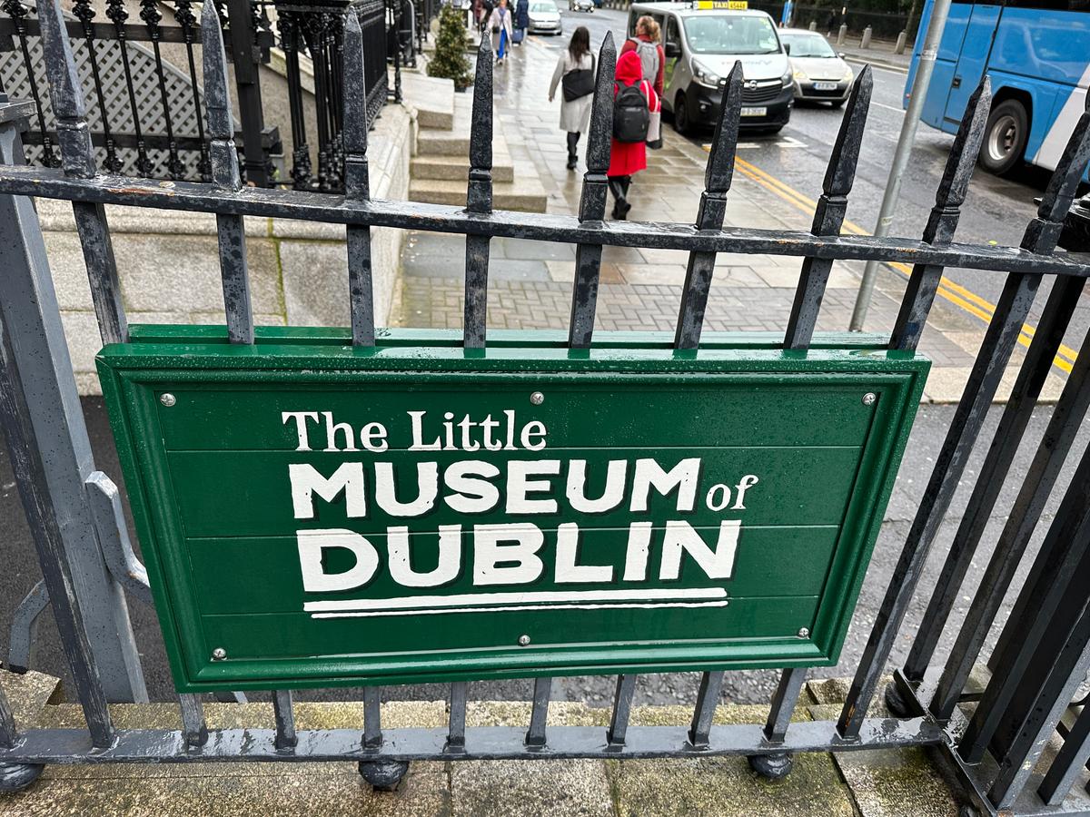 Sign for The Little Museum of Dublin, one of the most celebrated tourist sites in Dublin, Ireland. (Tim Johnson)
