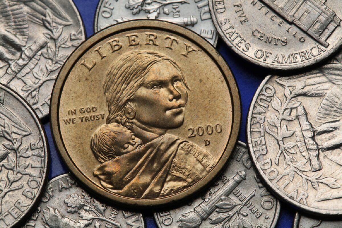 Sacagawea with her child depicted on the U.S. Sacagawea dollar. (Vladimir Wrangel/Shutterstock)