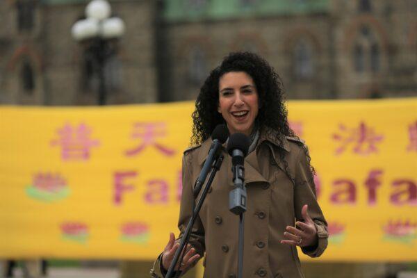 Liberal MP Rachel Bendayan speaks at a rally to celebrate World Falun Dafa Day on Parliament Hill in Ottawa on May 3, 2023. (Jonathan Ren/The Epoch Times)
