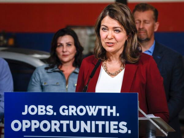 United Conservative Party Leader Danielle Smith makes an election campaign announcement in Calgary, Alta., on May 4, 2023. (Jeff McIntosh/The Canadian Press)