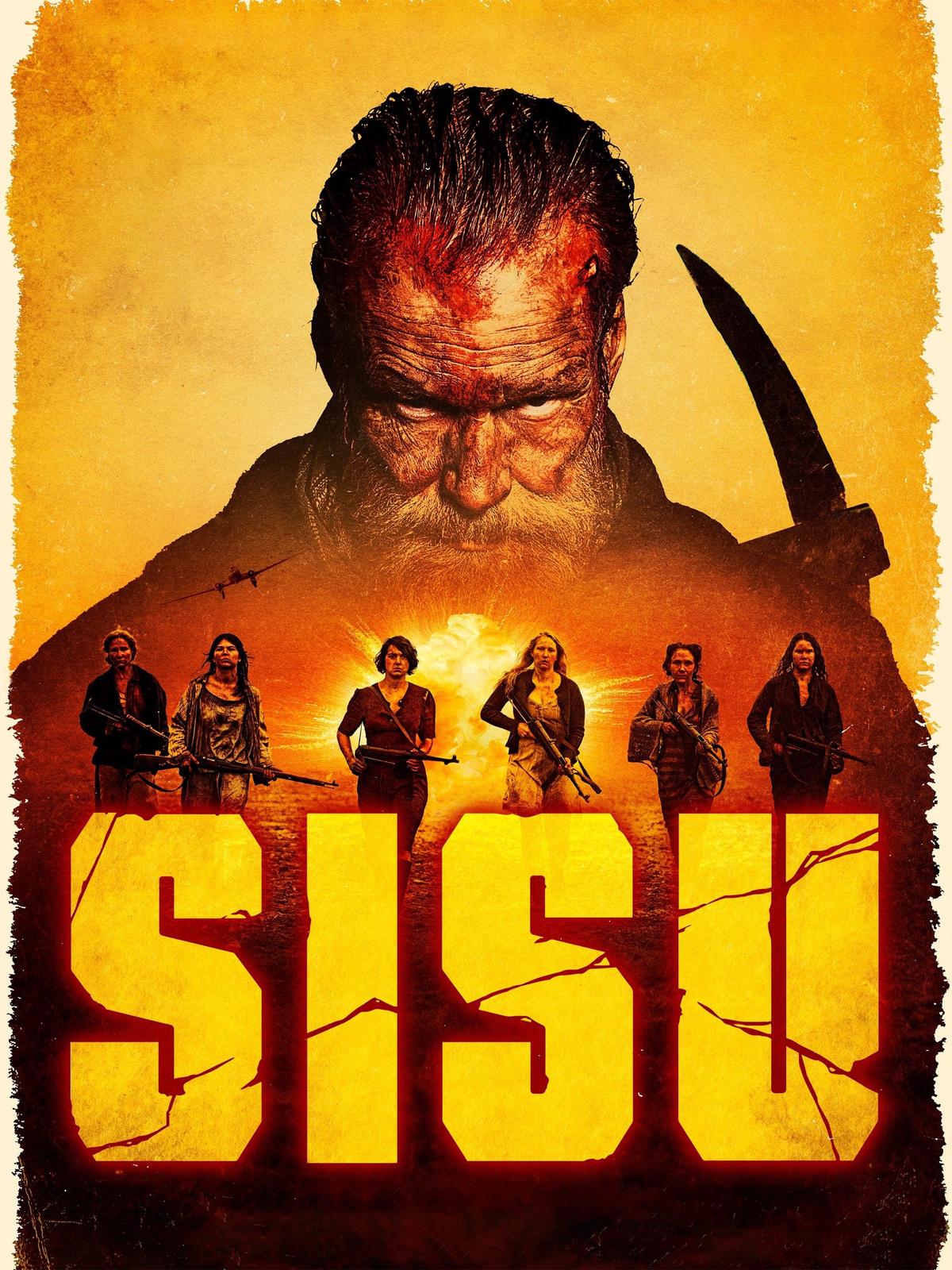 Movie poster for "Sisu." Note that the lettering style and female tableau  are a tribute to the Quentin Tarantino poster below.