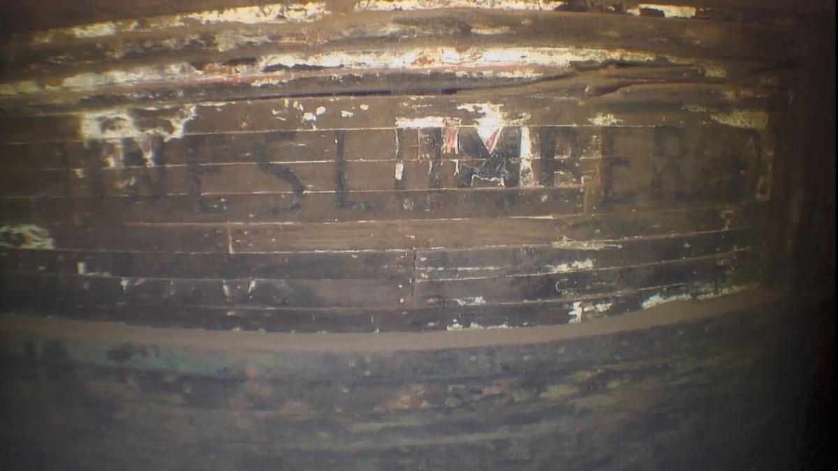 The hull of the sunken barge Selden E. Marvin after it was discovered in 2022. (Courtesy of <a href="https://shipwreckmuseum.com/">Great Lakes Shipwreck Museum</a>)