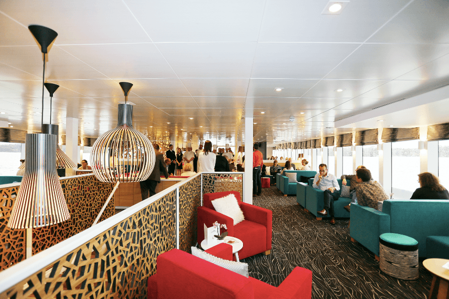 The bar and lounge aboard the MS Elbe Princesse Ship. (Courtesy of CroisiEurope)