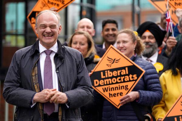 Liberal Democrats leader Ed Davey in Windsor, Berkshire, where the Conservatives lost control of Royal Borough of Windsor and Maidenhead council in the local elections, on May 5, 2023. (Andrew Matthews/PA Wire)