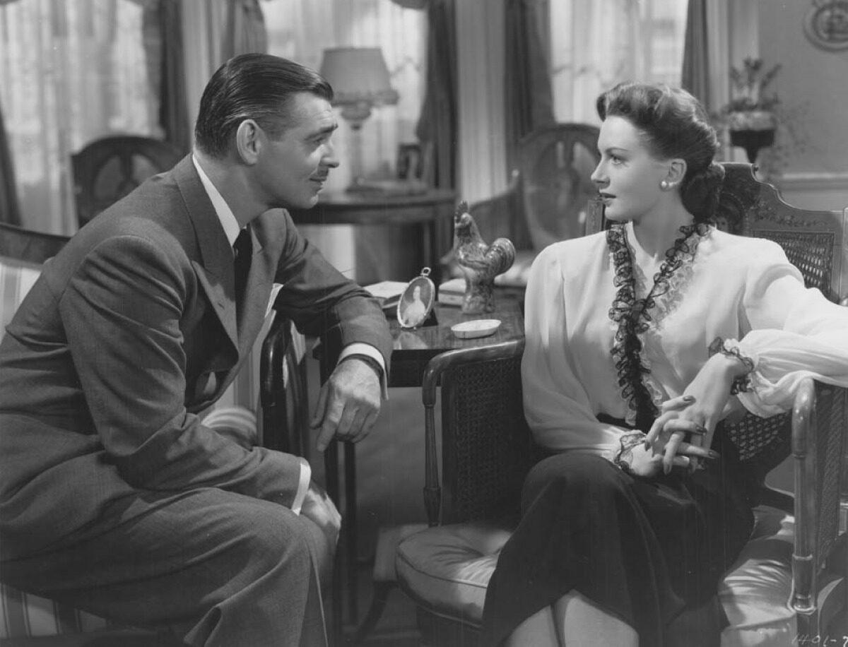 A publicity still from the 1947 movie "The Hucksters" with Clark Gable and Deborah Kerr. (MovieStillsDB)