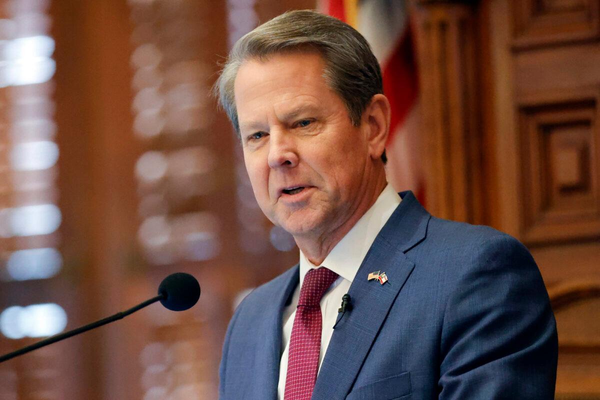 Georgia Gov. Brian Kemp delivers the State of the State address on the House floor of the state Capitol in Atlanta on Jan. 25, 2023. (AP Photo/Alex Slitz, File)