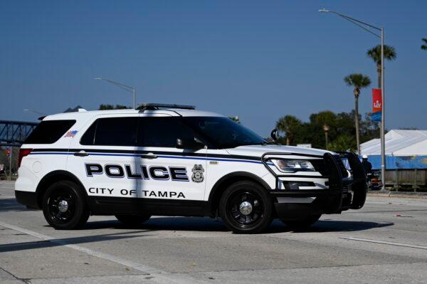 A police vehicle patrols the streets in Tampa, Fla., on Feb. 7, 2021. (Douglas P. DeFelice/Getty Images)