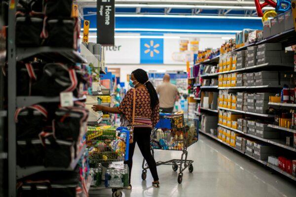 A shopper is wearing a mask while shopping at a Walmart store in North Brunswick, N.J., on July 20, 2020. (Eduardo Munoz/Reuters)