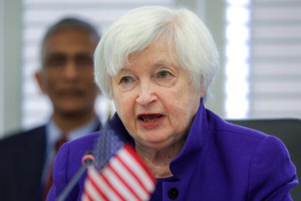 Secretary of the Treasury Janet Yellen participates in a Multilateral Development Bank (MDB) Evolution Roundtable during the annual Spring Meetings of the World Bank Group and the International Monetary Fund (IMF) at IMF headquarters in Washington on April 12, 2023. (Alex Wong/Getty Images)