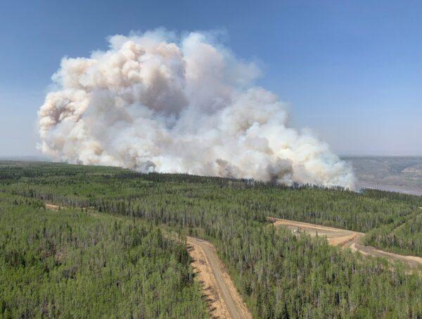 Wildfire GWF018 burns a section of forest in the Grande Prairie district of Alberta in a May 6, 2023, handout photo. (Handout via the Government of Alberta Fire Service/The Canadian Press)