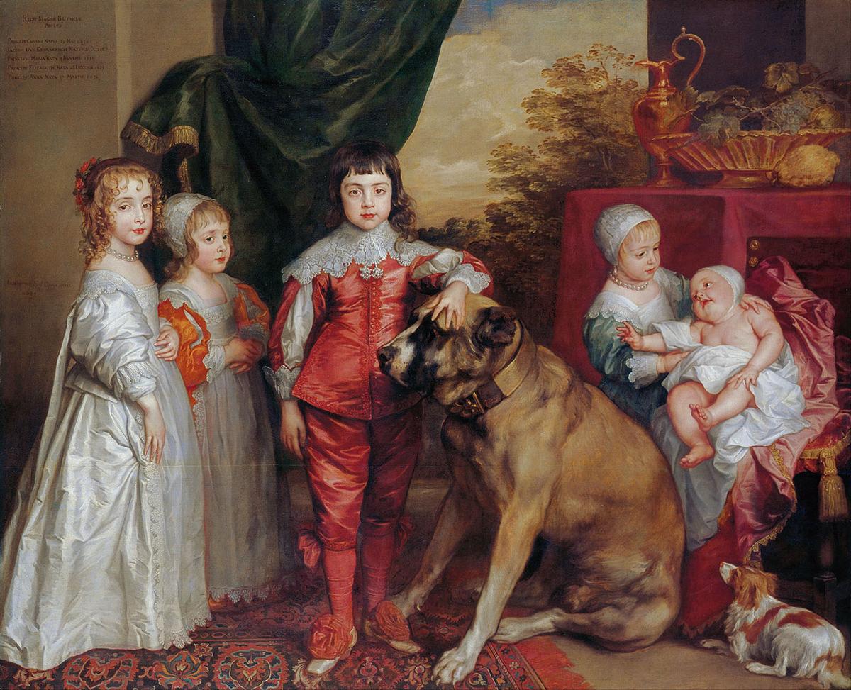 "The Five Eldest Children of Charles I," 1637, by Anthony van Dyck. Oil on canvas, 64.2 inches by 78.2 inches. Royal Collection, United Kingdom. (Public Domain)
