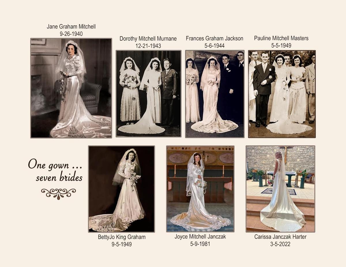 The wedding dress that was worn by seven different brides from the same family. (Courtesy of Joyce Janczak)