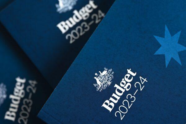 A generic image of the cover of the Budget papers taken in the Budget lockup at Parliament House in Canberra, Australia, on May 9, 2023. (AAP Image/Lukas Coch)