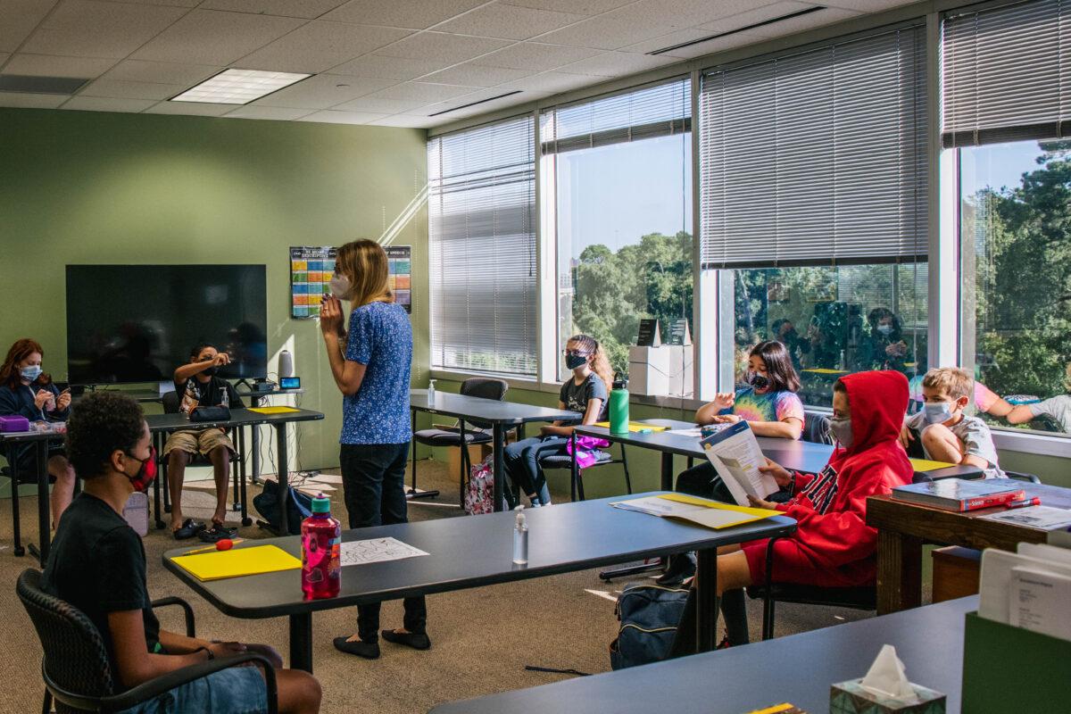 An instructor leads a classroom discussion in Houston, Texas, on Aug. 23, 2021. (Brandon Bell/Getty Images)