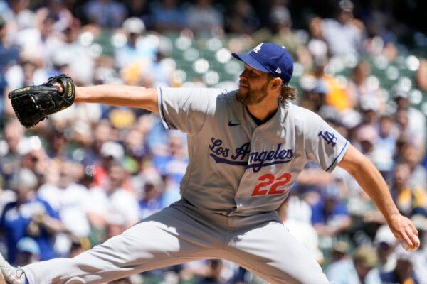Los Angeles Dodgers starting pitcher Clayton Kershaw throws during the first inning of a baseball game against the Milwaukee Brewers in Milwaukee on May 10, 2023. (Morry Gash/AP Photo)