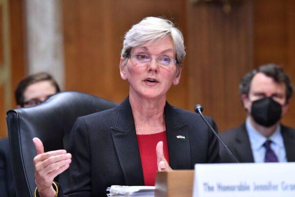 Energy Secretary Jennifer Granholm testifies before a Senate Committee on Energy and Natural Resources about the 2023 budget for the Department of Energy, in Washington, on May 5, 2022. (Nicholas Kamm/AFP via Getty Images)