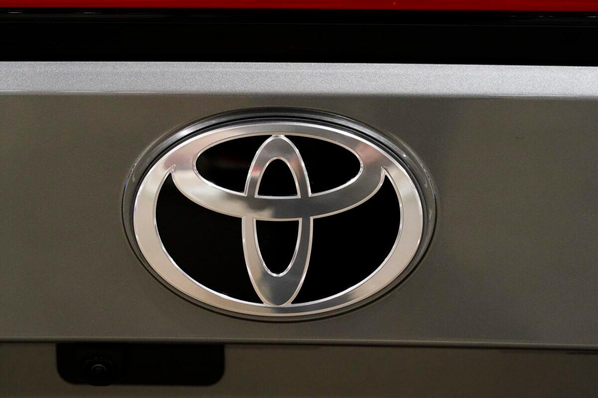 A Toyota logo at the Philadelphia Auto Show in Philadelphia on Jan. 27, 2023. (Matt Rourke/AP Photo)