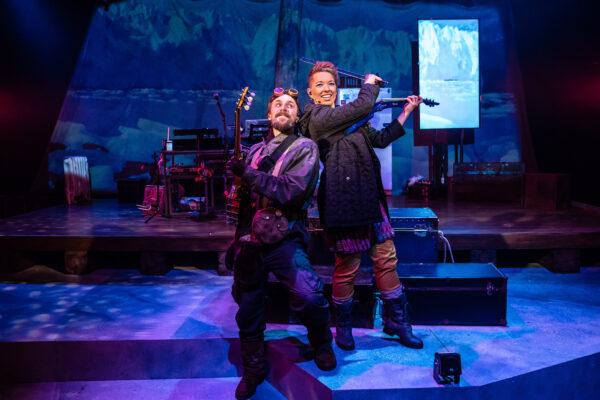 Antarctic explorer Ernest Shackleton (Andrew Mueller) time travels to meet a musician from the present Kat (Elisa Carlson), in "Ernest Shackleton Loves Me." (Liz Lauren)