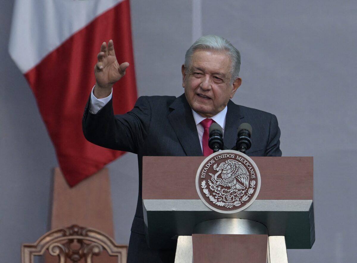 Mexican President Andres Manuel Lopez Obrador delivers a speech in Mexico City on March 18, 2023. (Rodrigo Arangua/AFP via Getty Images)
