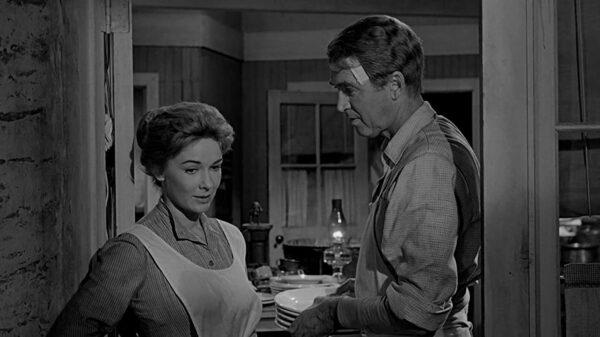 Hallie (Vera Miles, L) and Ransom Stoddard (James Stewart) in “The Man Who Shot Liberty Valance.” (Paramount Pictures)