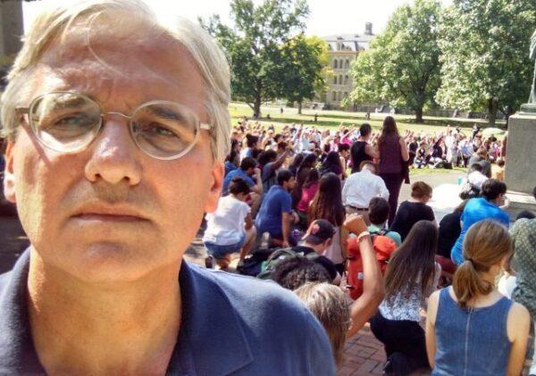 Cornell Law School Professor William Jacobson poses for a selfie during the "Take a Knee" protest at the Arts Quad on September 17, 2017. (source: Legal Insurrection/William Jacobson)