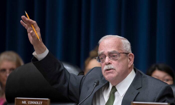 Rep. Gerry Connolly (D-Va.) questions witnesses during the House Oversight and Accountability Committee's hearing in Washington on March 29, 2023. (Cliff Owen/AP Photo)