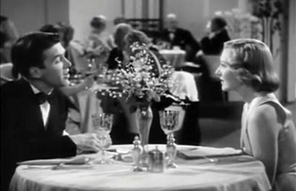 Tony Kirby (James Stewart) and Alice Sycamore (Jean Arthur) meet and fall in love, in "You Can't Take It With You." (Columbia Pictures)