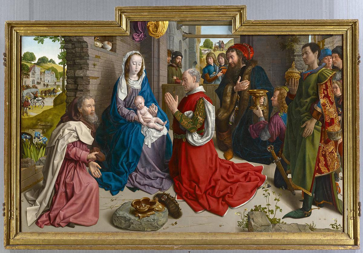 Part of the triptych "The Adoration of the Kings" ("Monforte<b> </b>Altar"), circa 1470/1475, by Hugo van der Goes. Oil on oak panel; 57.8 inches by 95.2 inches. Staatliche Museen zu Berlin (State Museums of Berlin), Gemäldegalerie. Gemäldegalerie. (Courtesy of Gemäldegalerie)