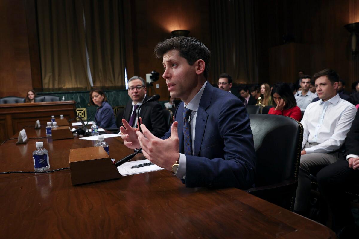 Samuel Altman, CEO of OpenAI, testifies before the Senate Judiciary Subcommittee on Privacy, Technology, and the Law in Washington on May 16, 2023. (Win McNamee/Getty Images)