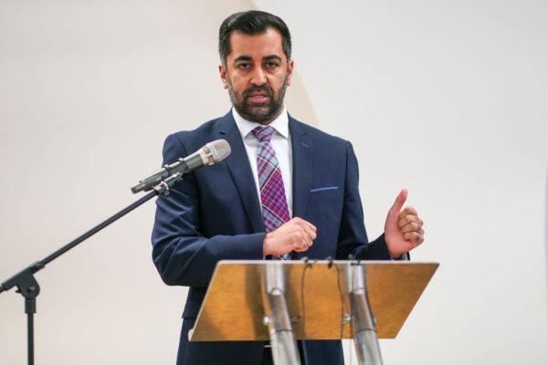 Scottish First Minister Humza Yousaf speaks during an anti-poverty summit in Edinburgh, Scotland, on May 3, 2023. (Peter Summers/Getty Images)