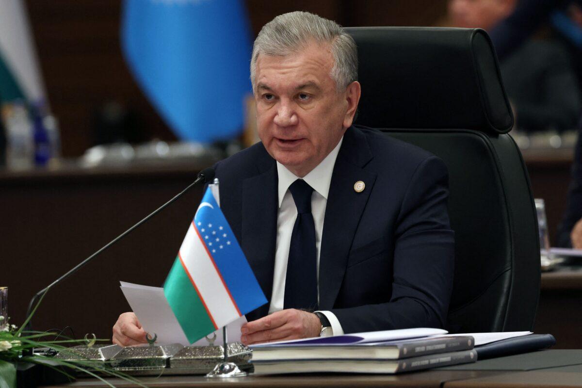 President of Uzbekistan Shavkat Mirziyoyev speaks during an Extraordinary Summit of the Heads of State of the Organization of Turkic States (OTS), in Ankara, Turkey, on March 16, 2023. (Adem Altan/AFP via Getty Images)