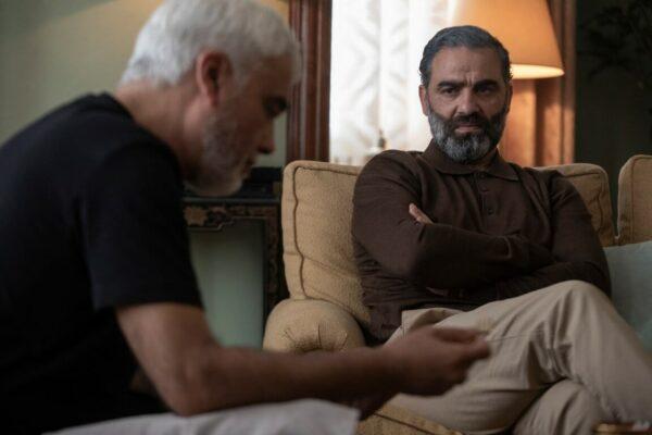 Qasem Soleimani (Khalid Benchegra, L) and the older Imad Mughniyeh (Hashim Suliman) in “Ghosts of Beirut.” (Sifeddine Elamine/Showtime)