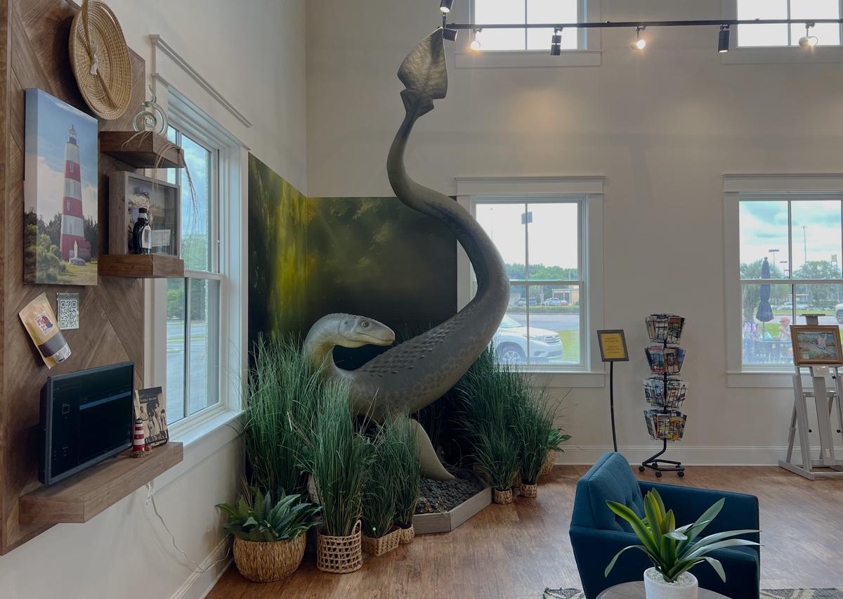 At the Darien-McIntosh County Visitor Center lives a statue of Altie, Darien’s sea monster who reportedly has been seen for years in the Altamaha River. The Visitor Center is an important first stop for anyone visiting Darien. (Mary Ann Anderson/TNS)