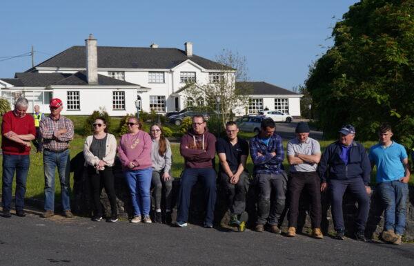 Local residents as they blockade the asylum seeker accommodation at the Magowna House hotel in Inch, Co Clare on May 16, 2023. (Niall Carson/PA Wire)