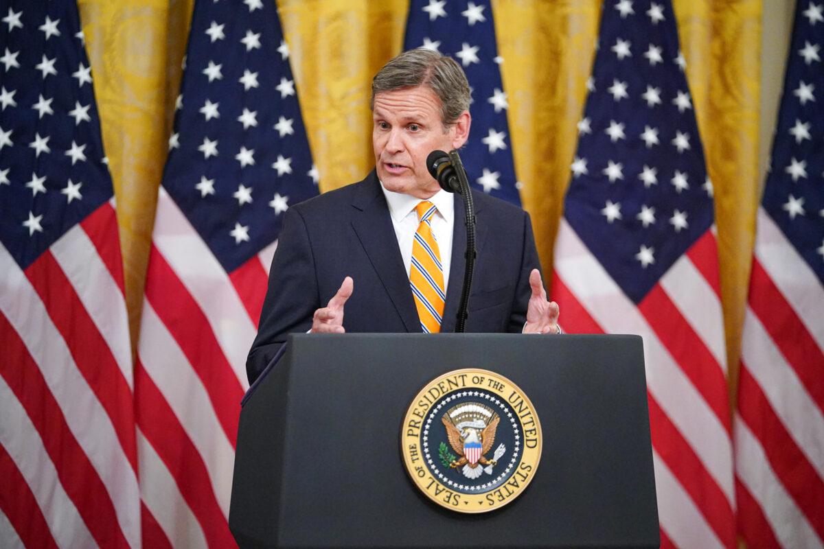 Tennessee Gov. Bill Lee speaks in the East Room of the White House on April 30, 2020. (Mandel Ngan/AFP via Getty Images)