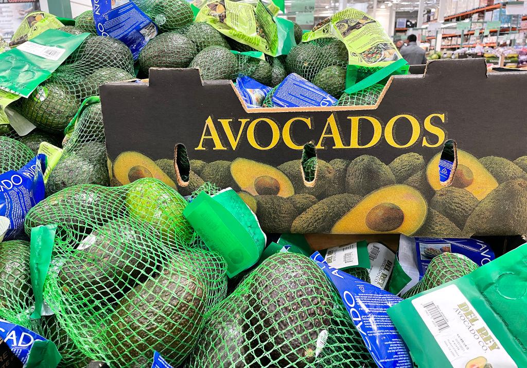 Bags of avocados are displayed on a shelf at a Costco store in Novato, Calif., on Feb. 10, 2023. (Justin Sullivan/Getty Images)
