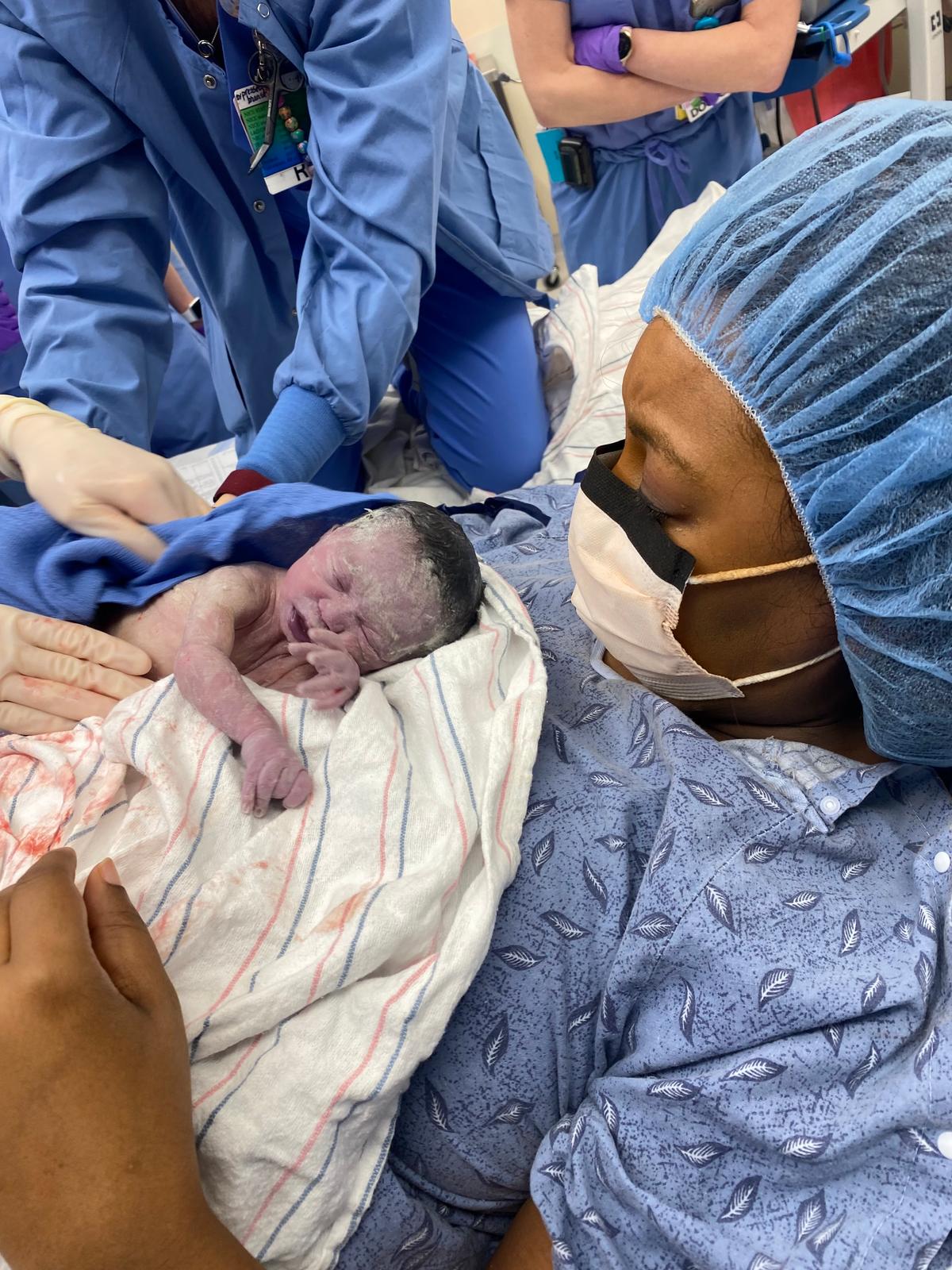 Kenyatta with newborn baby Denver. (Courtesy of the Coleman family)