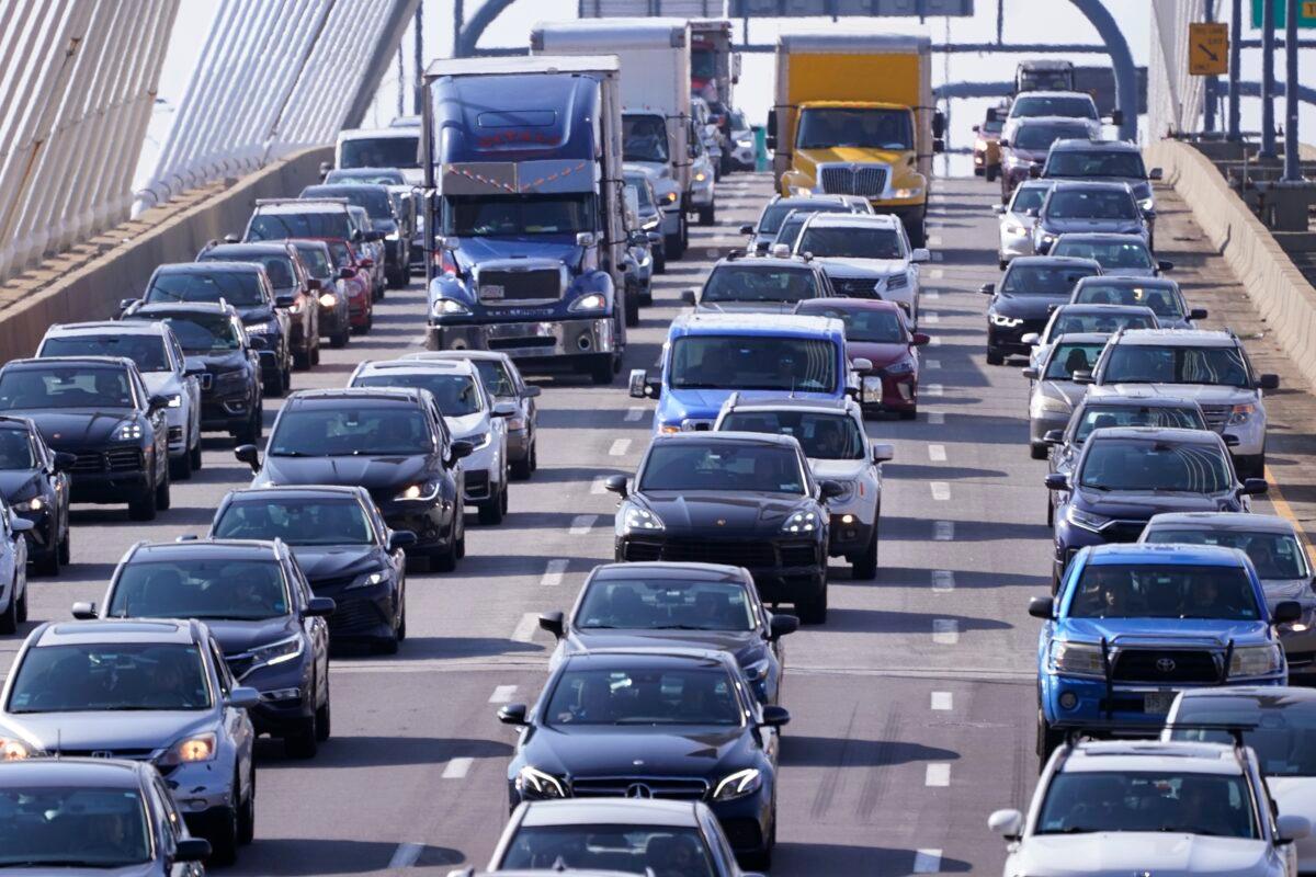 Automobile traffic jams Route 93 South in Boston on July 14, 2021. (Charles Krupa/AP Photo)