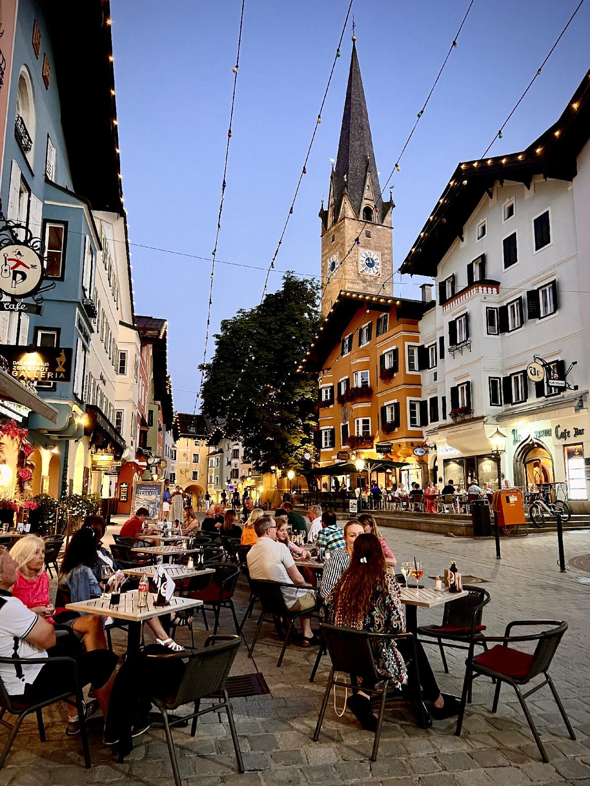 The stunning medieval streets of Kitzbuhel, Austria, come to life in the evenings. (Courtesy of Margot Black)