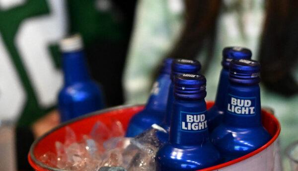 Bud Light beer cans at City Tap House in Philadelphia, Pa., on Feb. 12, 2023. (Mark Makela/Getty Images)