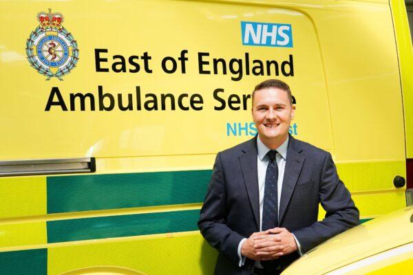 Shadow health secretary Wes Streeting visits an ambulance station in Braintree, Essex, on May 22, 2023. (PA)
