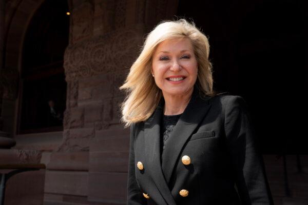 Mississauga Mayor Bonnie Crombie is photographed on the steps of the Ontario Legislature in Toronto on May 18, 2023. (Chris Young/The Canadian Press)